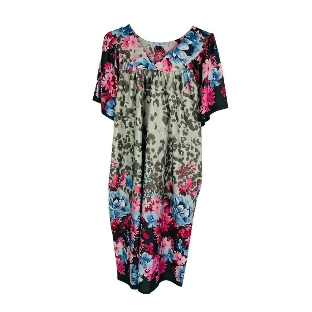 NEW Anthony Richards Patio House Dress Mumu Women's 2X Cheetah Floral Lounger